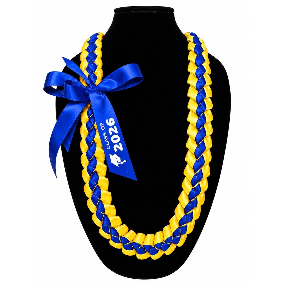 Columbia Blue and Black  Graduation Lei Class of 2026 - Keepsake gift